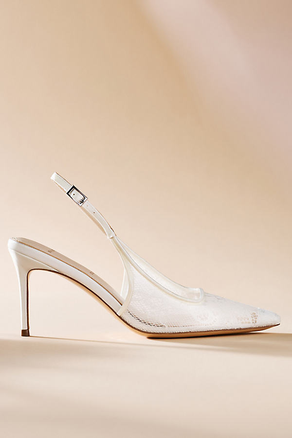 Marina Lace Slingback Heels by Black Suede Studio