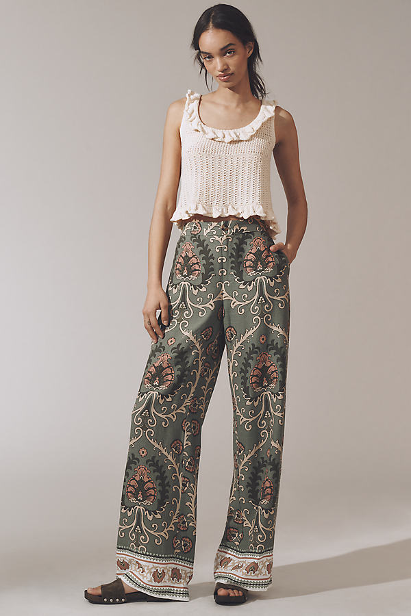 The Soft Printed Linen Blend Trouser Pants