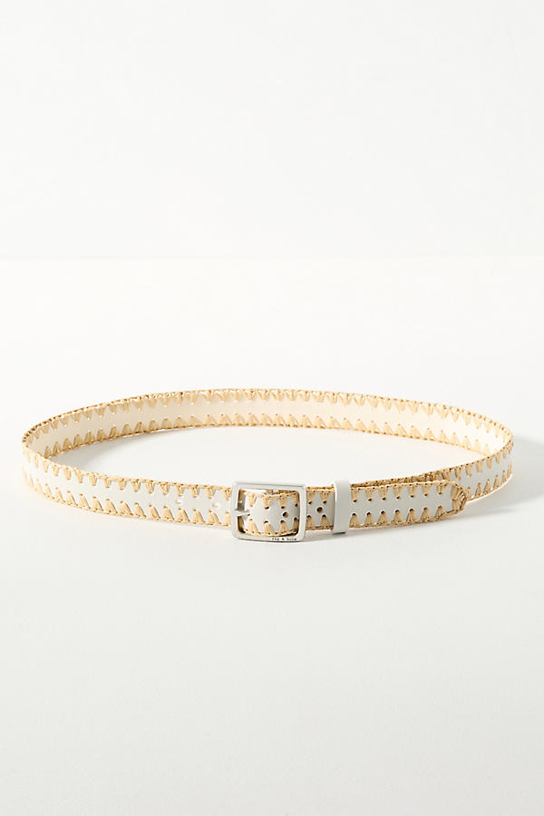 Raffia Trim Boyfriend Leather Belt