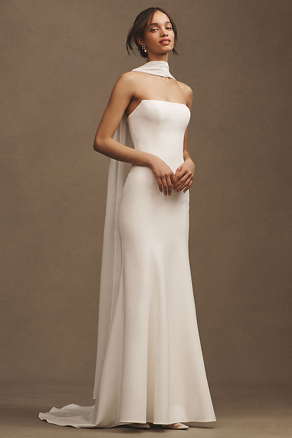 Jenny by Jenny Yoo Perry Crepe Strapless Column Wedding Gown
