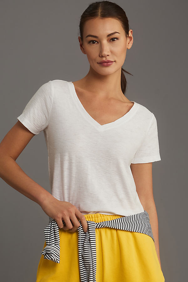 The Bennie Cotton-Slub V-Neck Short-Sleeve Tee by Pilcro