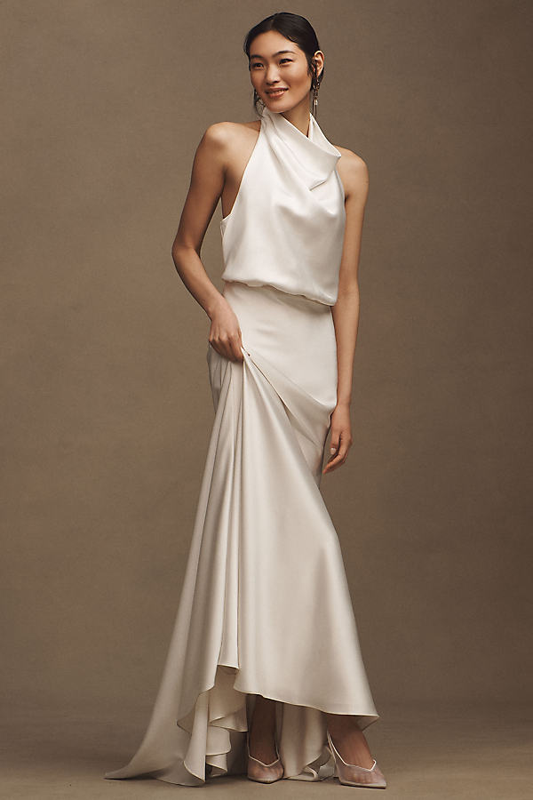 Willowby by Watters Morgana Satin Cowl-Neck A-Line Wedding Gown