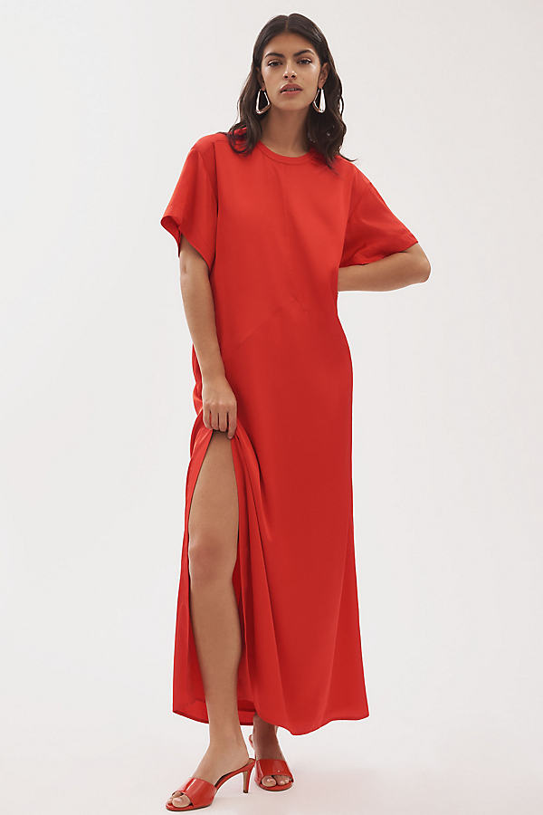 Brielle Short-Sleeve Column Maxi Dress