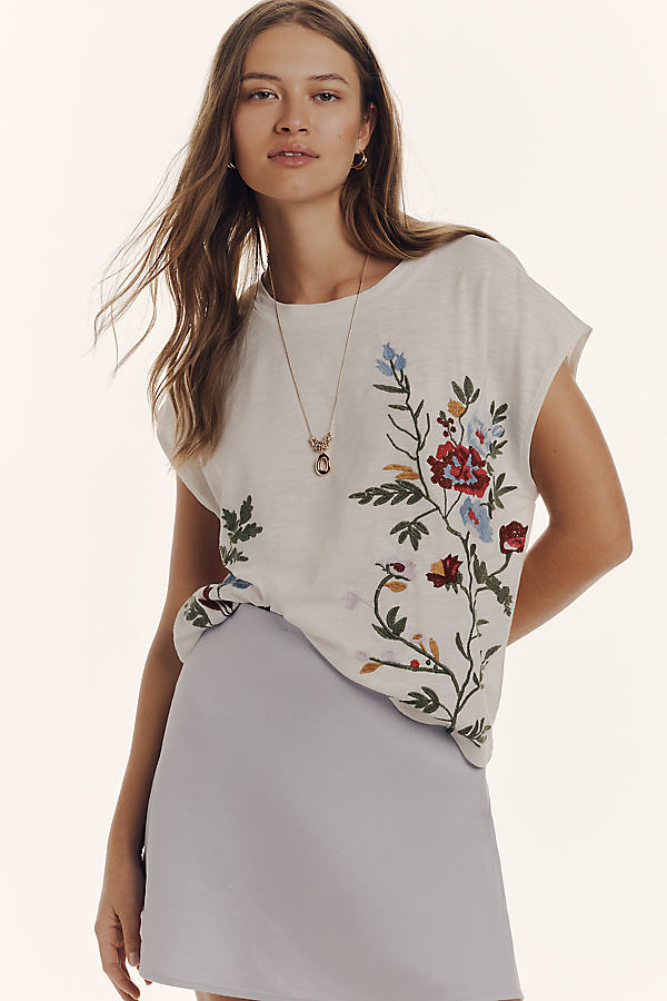 Growing Florals Muscle Tee by By Anthropologie