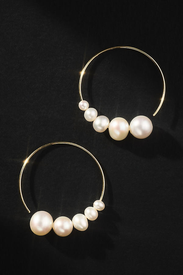 Drop Pearl Hoop Earrings