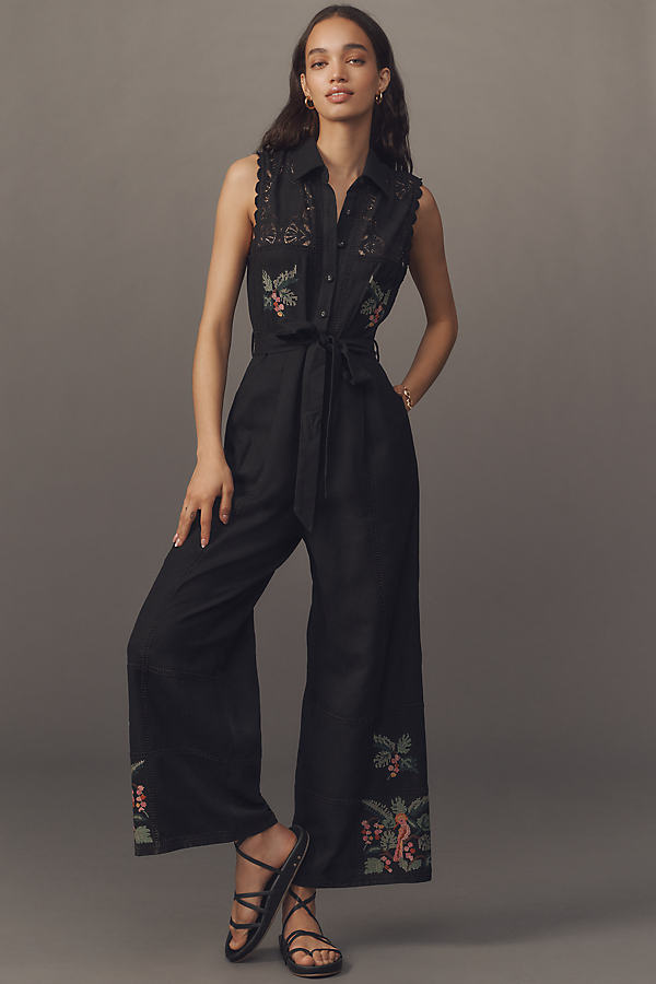 Belted Crochet Jumpsuit