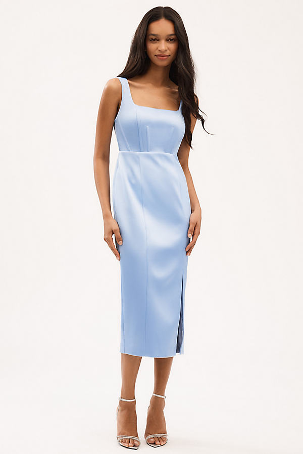 Ellie Sleeveless Square-Neck Corset Midi Dress