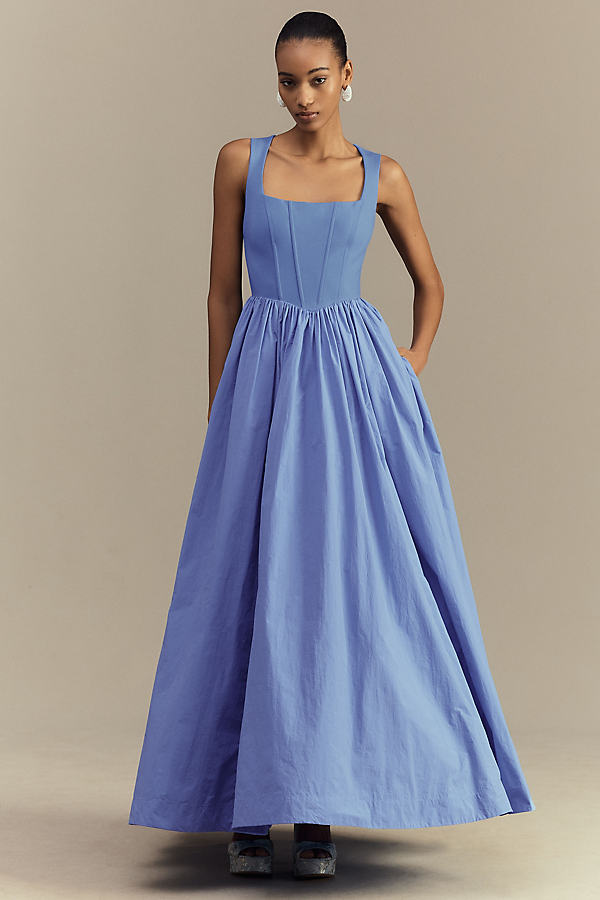 Josie Scoop-Neck Corset Fit & Flare Maxi Dress