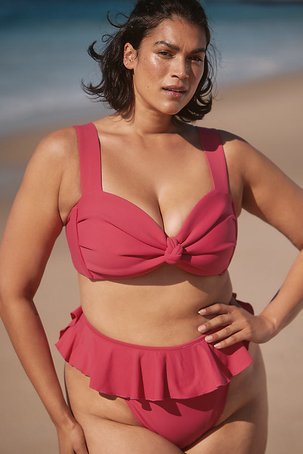 Raspberry Tamarindo Ruffle Bikini Bottoms