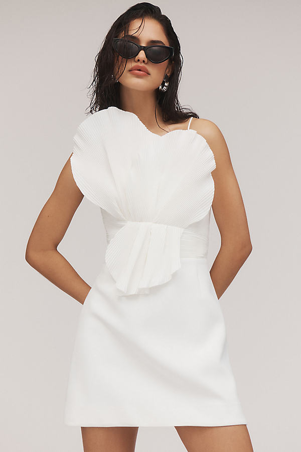 Milston Sculptural Pleated Fan Lace-Up Mini Dress