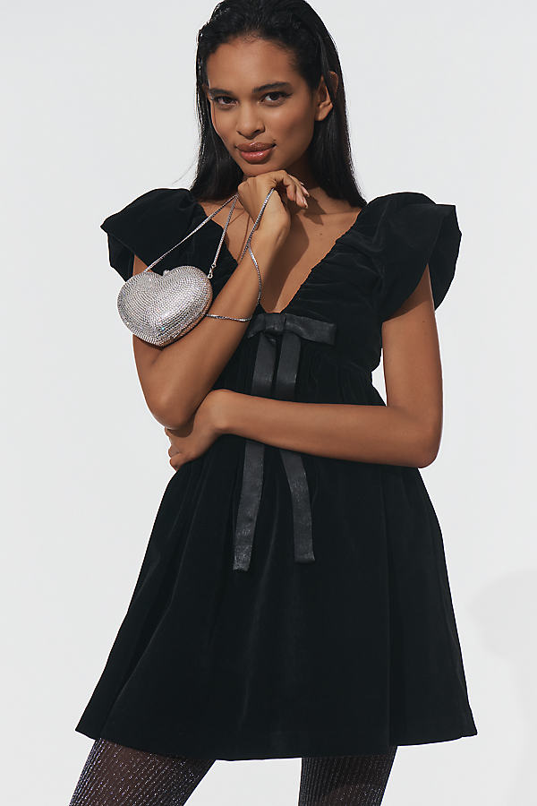 Velvet Bow Mini Dress by Endless Rose