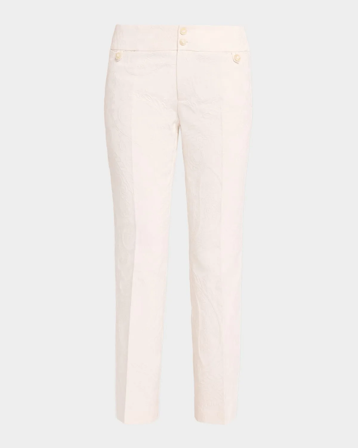 Flared Cotton-Blend Paisley Jacquard Trousers