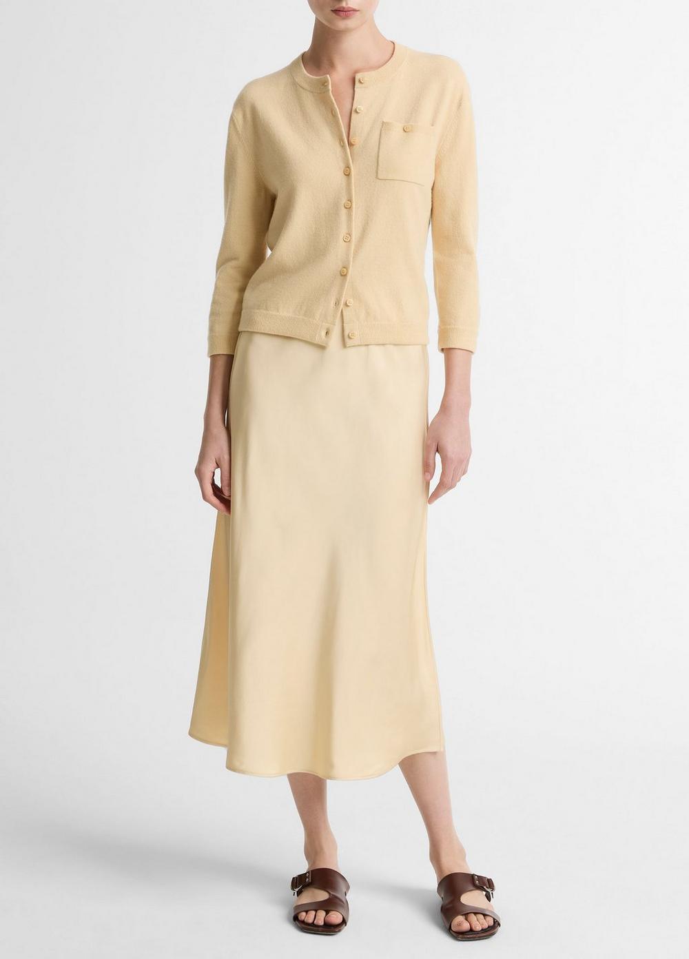 Women's Matte Satin Slip Skirt, Chamomile, Size S Vince