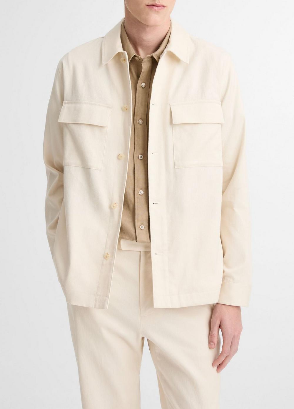 Men's Italian Linen-cotton Chore Coat, Bone, Size M Vince