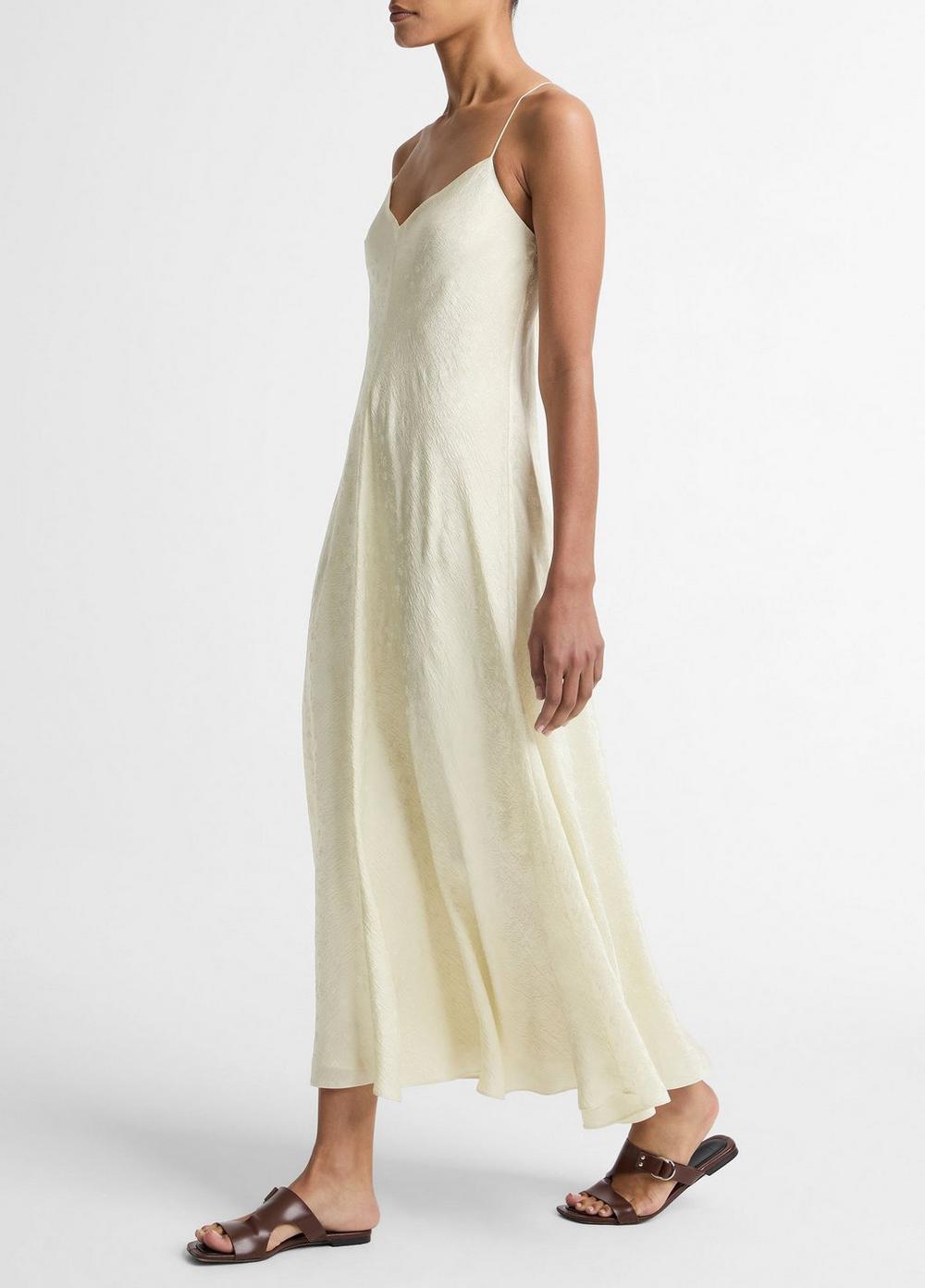Women's Floral Jacquard Satin Slip Dress, Sun Ivory, Size L Vince