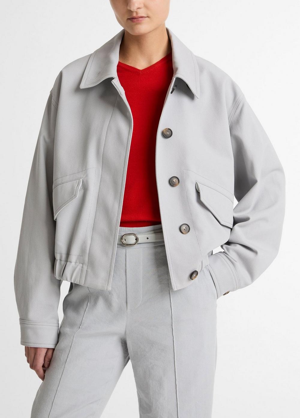 Women's Cotton Bomber Jacket, Bay Mist, Size M Vince