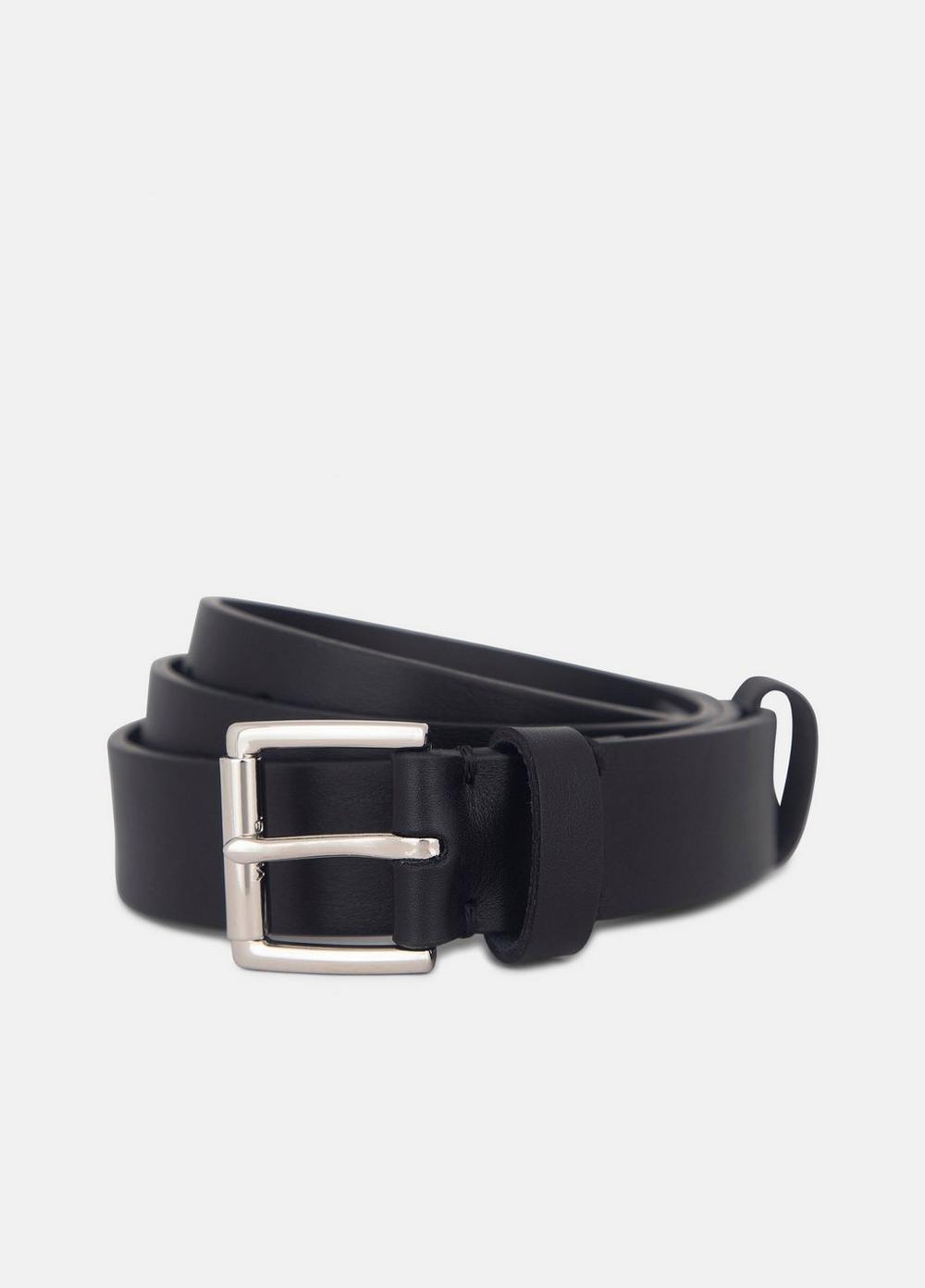 Men's Men's 30mm Leather Double-loop Belt, Black/palladium, Size 30 Vince