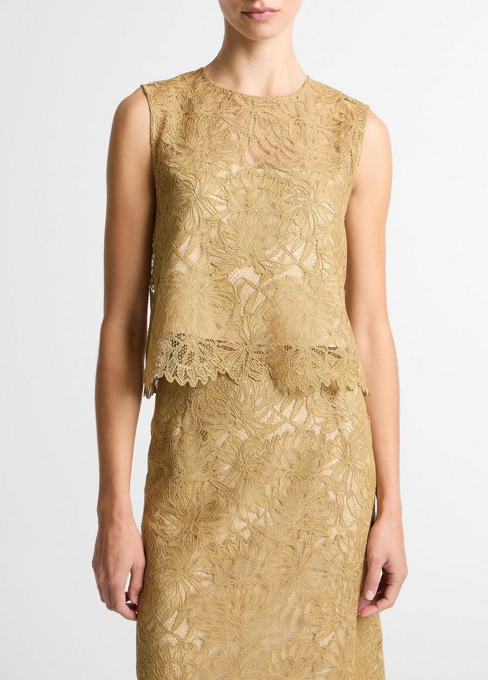 Women's Lace Shell, Soft Gold, Size 00 Vince