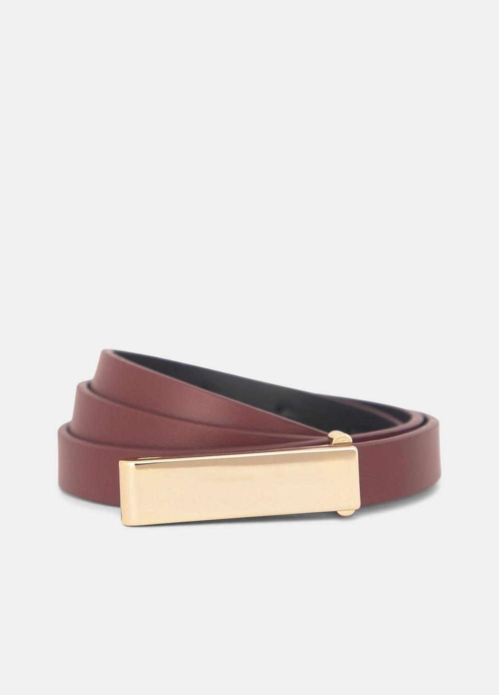 Women's Women's 15mm Elongated Plaque Leather Belt, Bordeaux, Size XL Vince