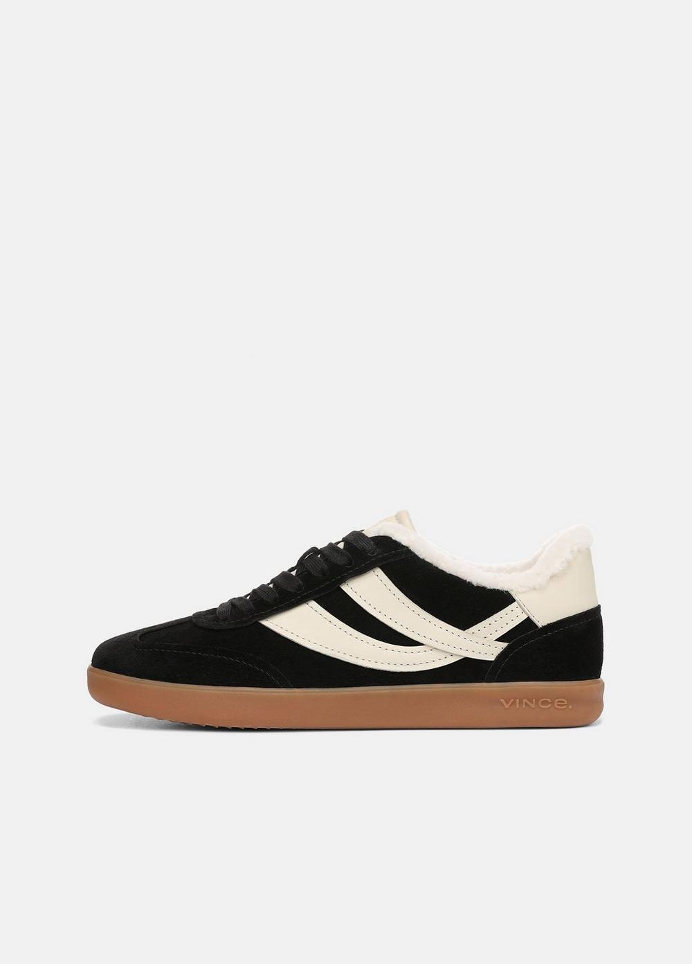 Women's Oasis Suede & Shearling Sneaker, Black, Size 9 Vince