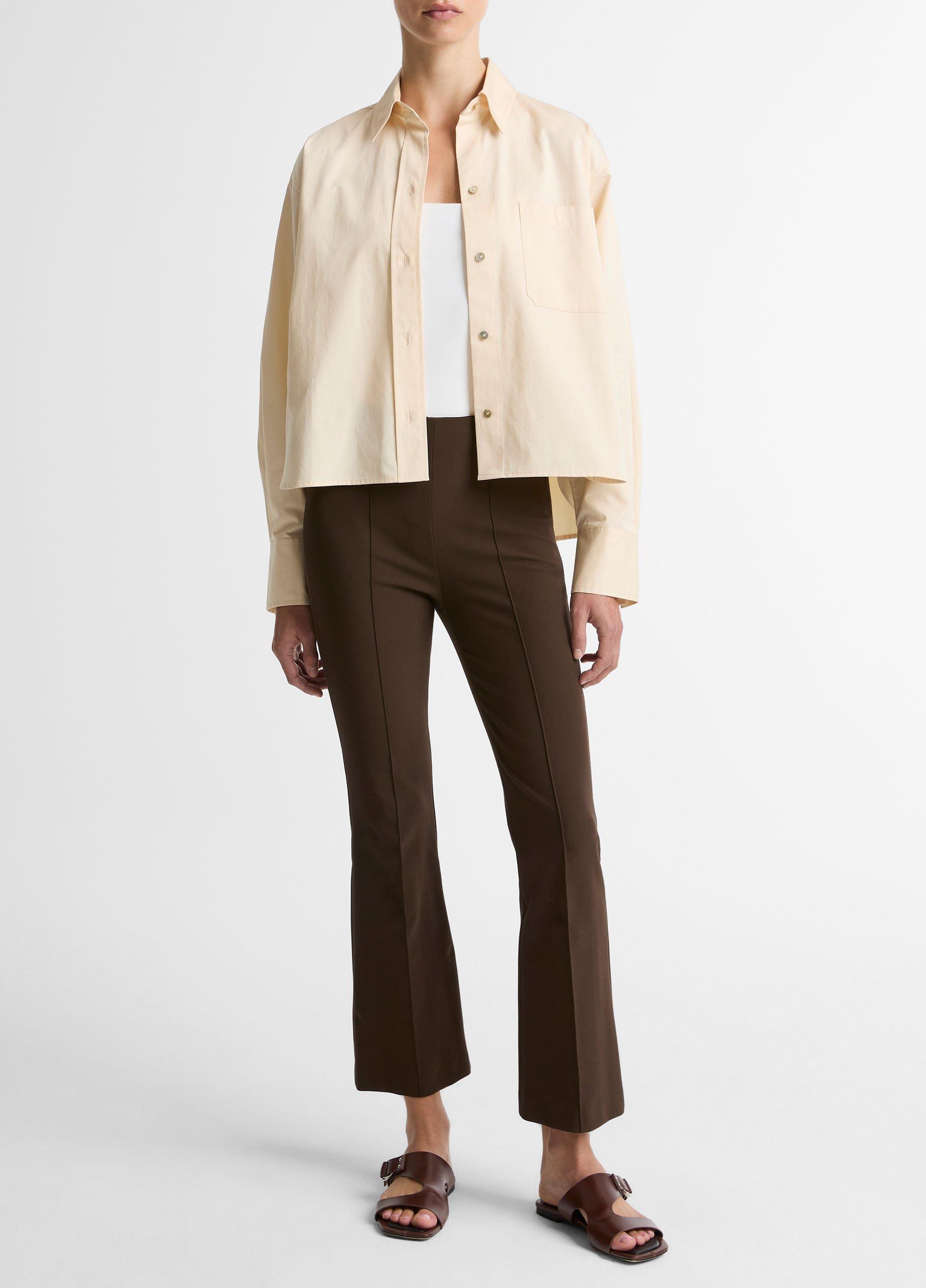 Women's Niki Mid-Rise Pintuck Crop Flare Pant, Willow, Size L Vince