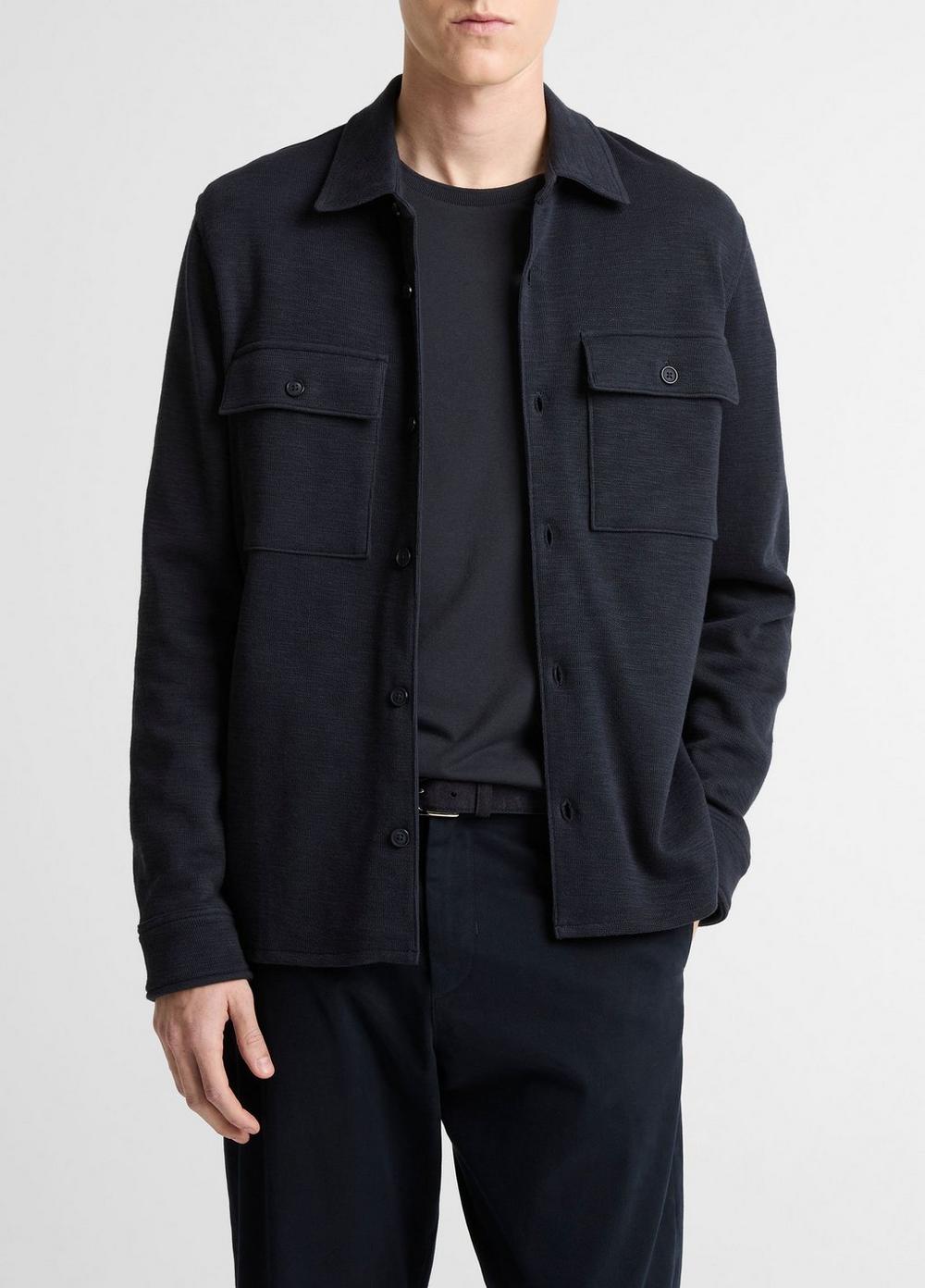 Men's Double-slub Cotton-Blend Shirt Jacket, Coastal Blue, Size S Vince