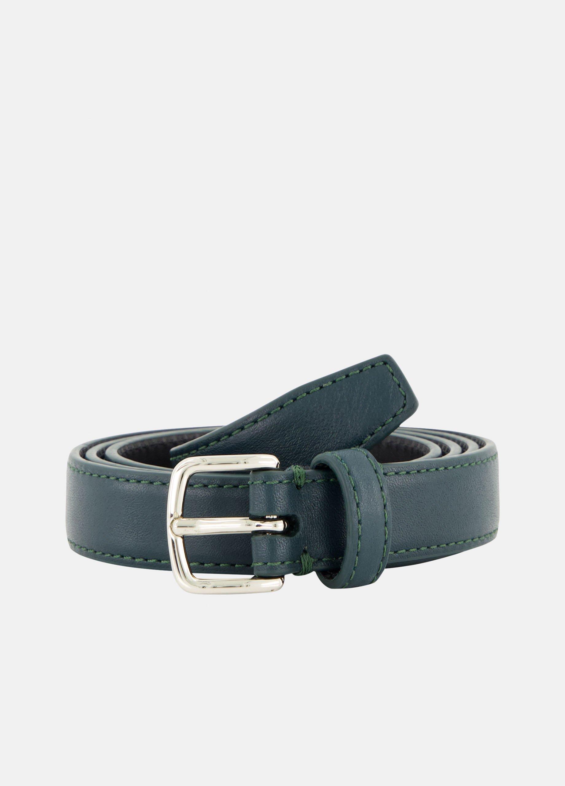 Women's Women's 20mm Stitched Leather Belt, Juniper, Size L Vince by Vince