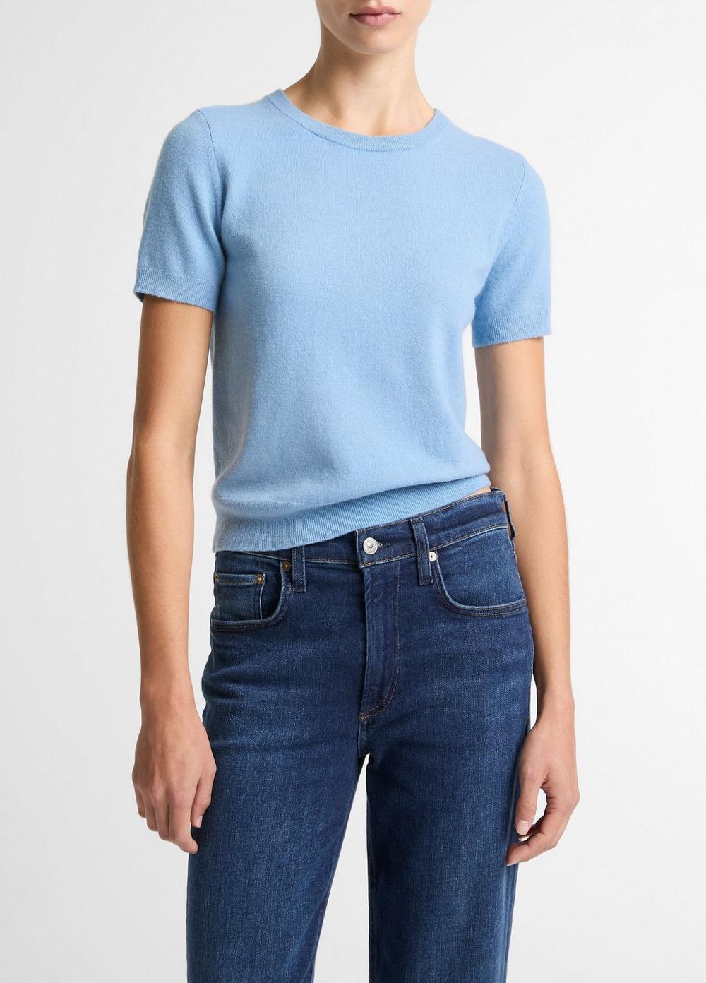 Women's Wool & Cashmere-Blend Short-Sleeve Sweater, Hydra, Size XL Vince