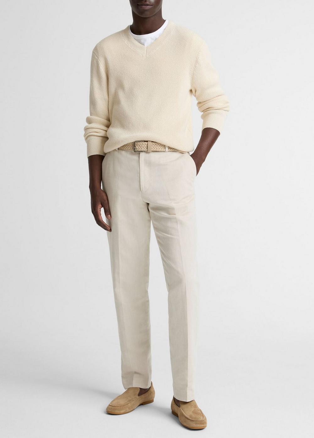 Men's Linen-cotton Classic Pant, Cream, Size 30 Vince