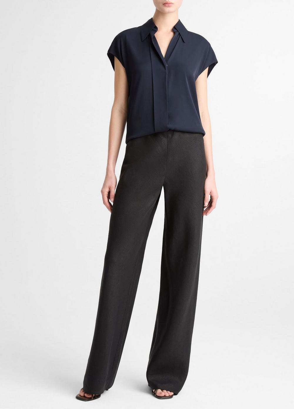 Women's Colette High-Rise Italian Linen Bias Pant, Black, Size XXS Vince