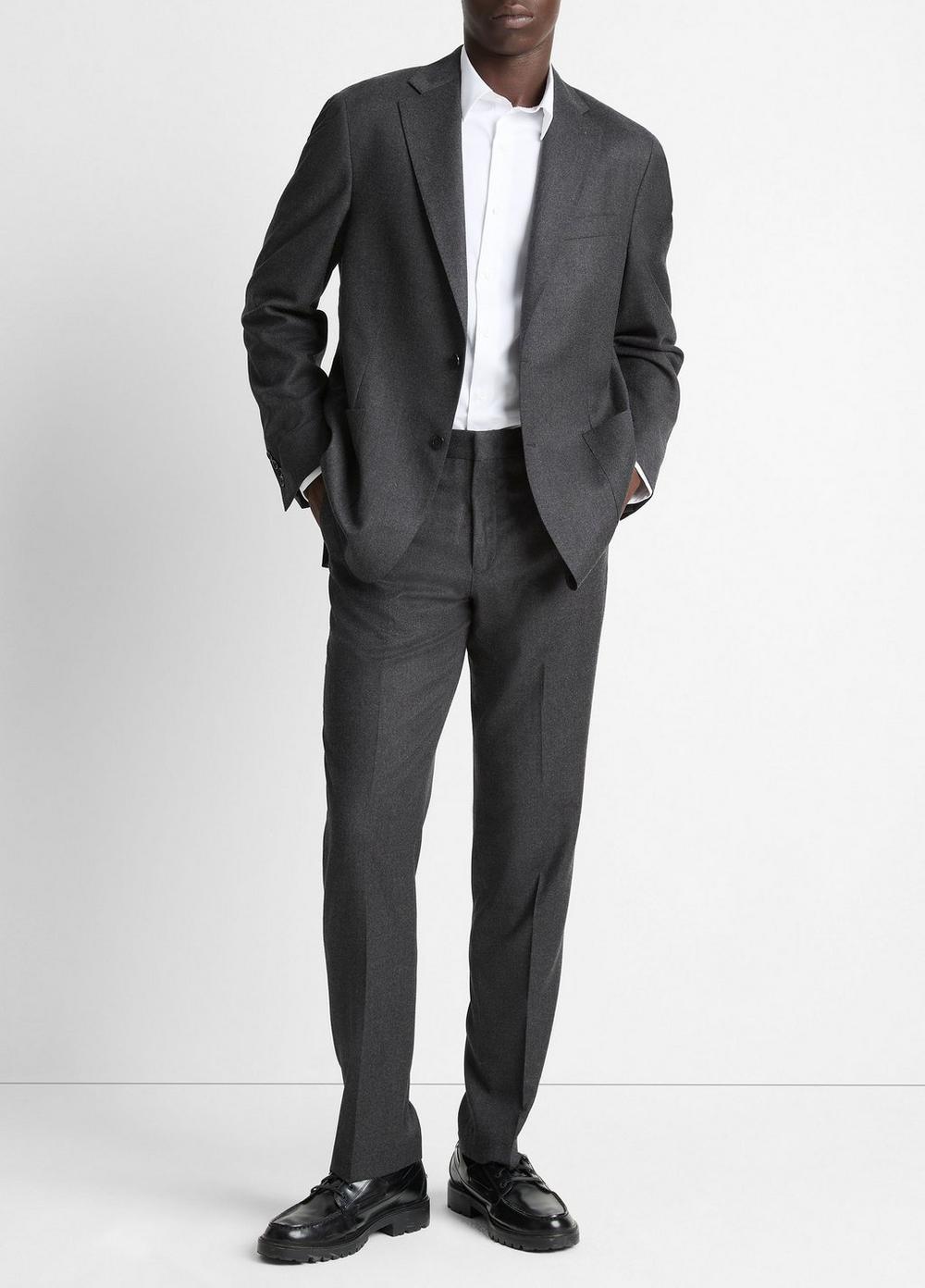 Men's Wool-Silk Flannel Classic Pant, Charcoal, Size 36 Vince