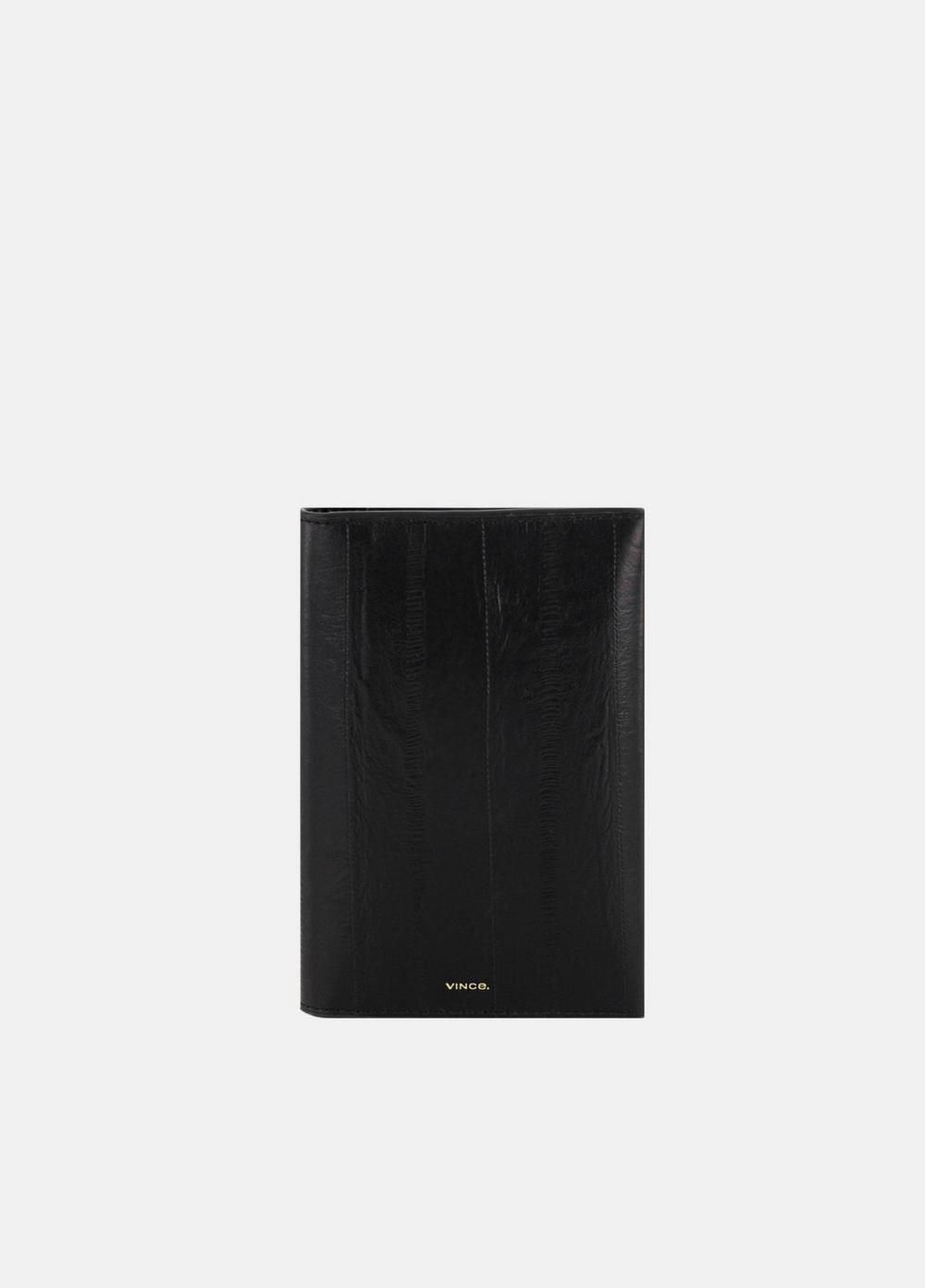 Women's Eel Leather Passport Case, Black Vince