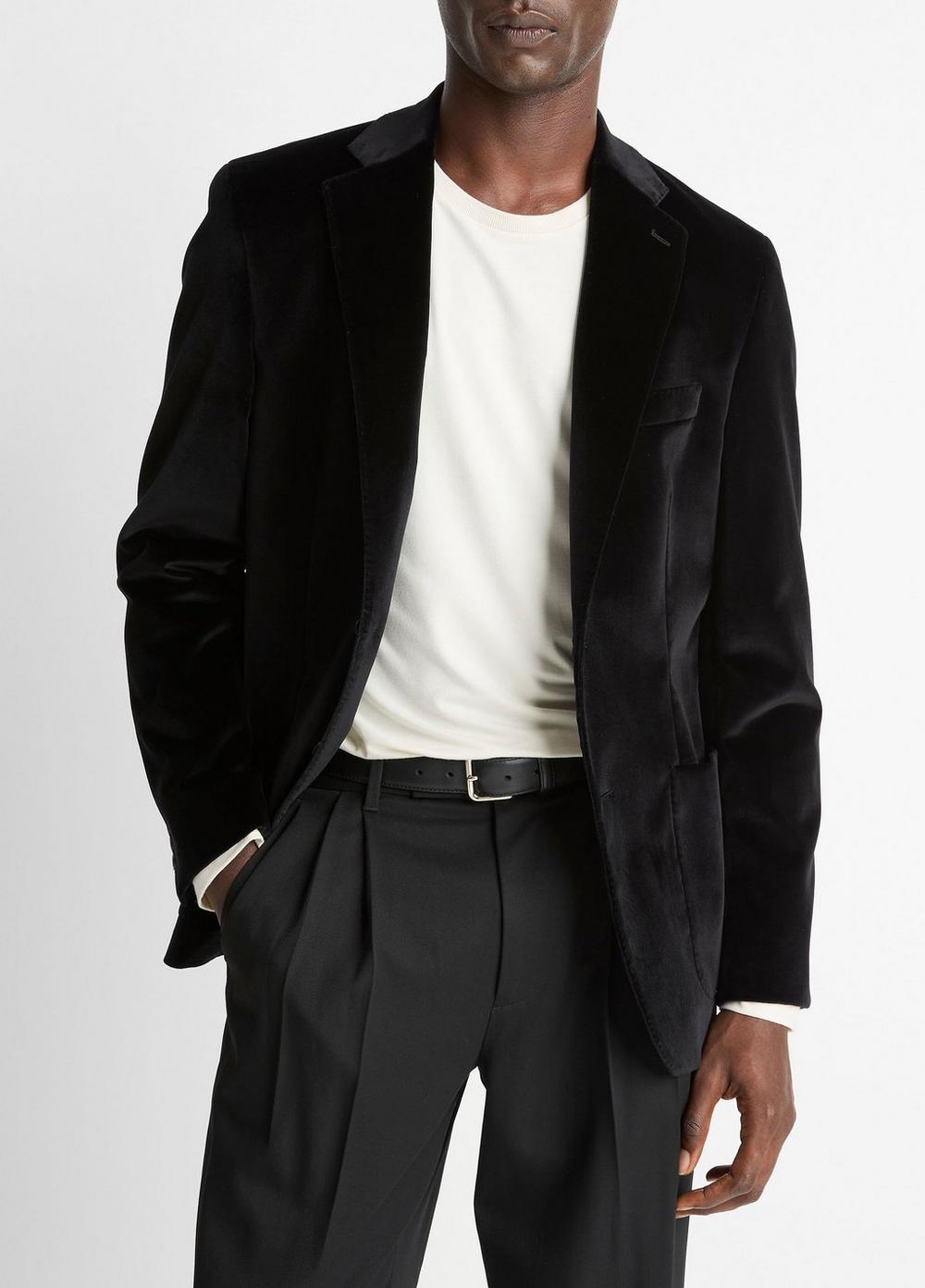 Men's Cotton Velvet Classic Sport Coat, Black, Size S Vince