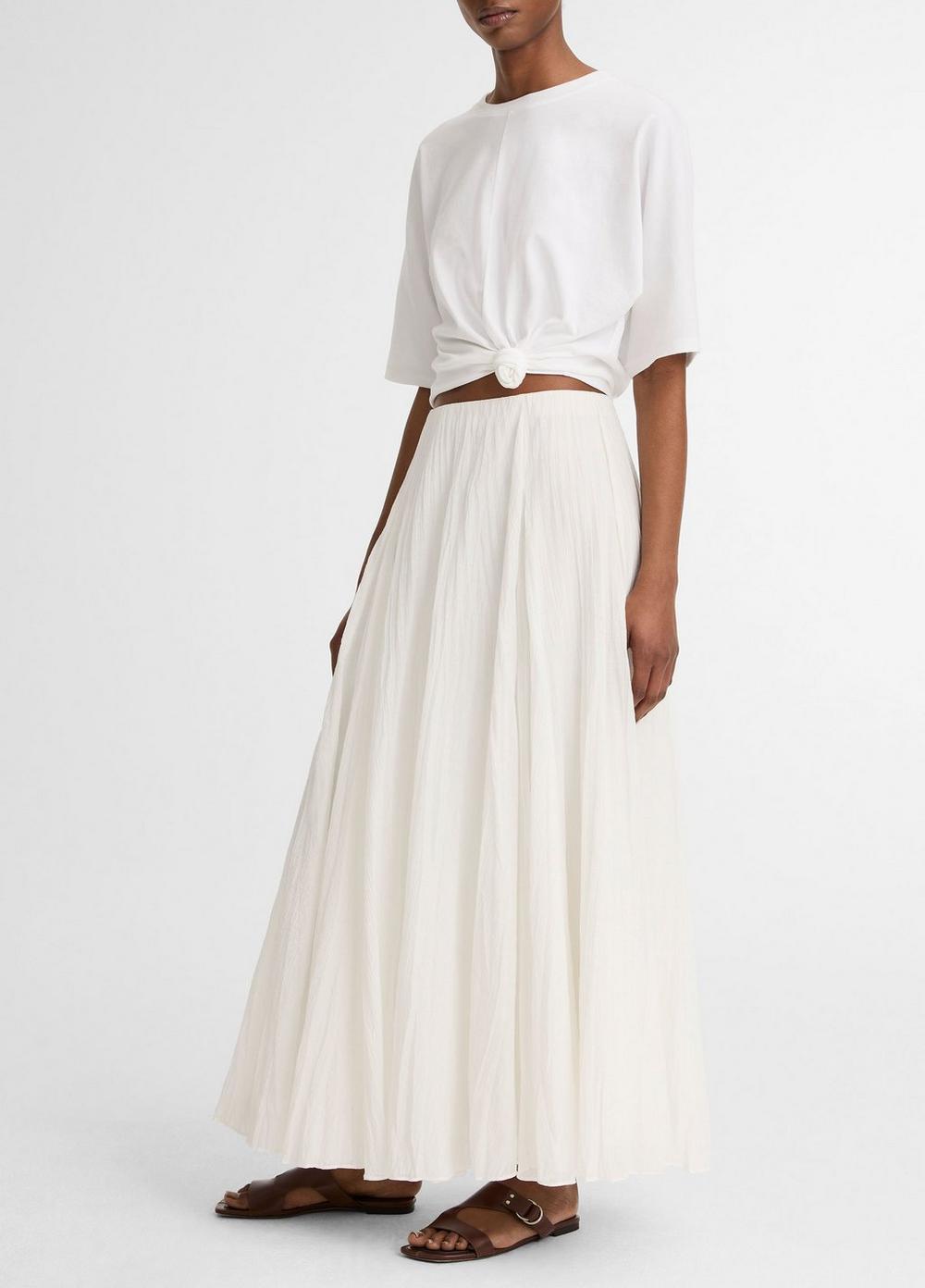 Women's Crinkled Plissé Cotton-Blend Maxi Skirt, Off White, Size XXS Vince