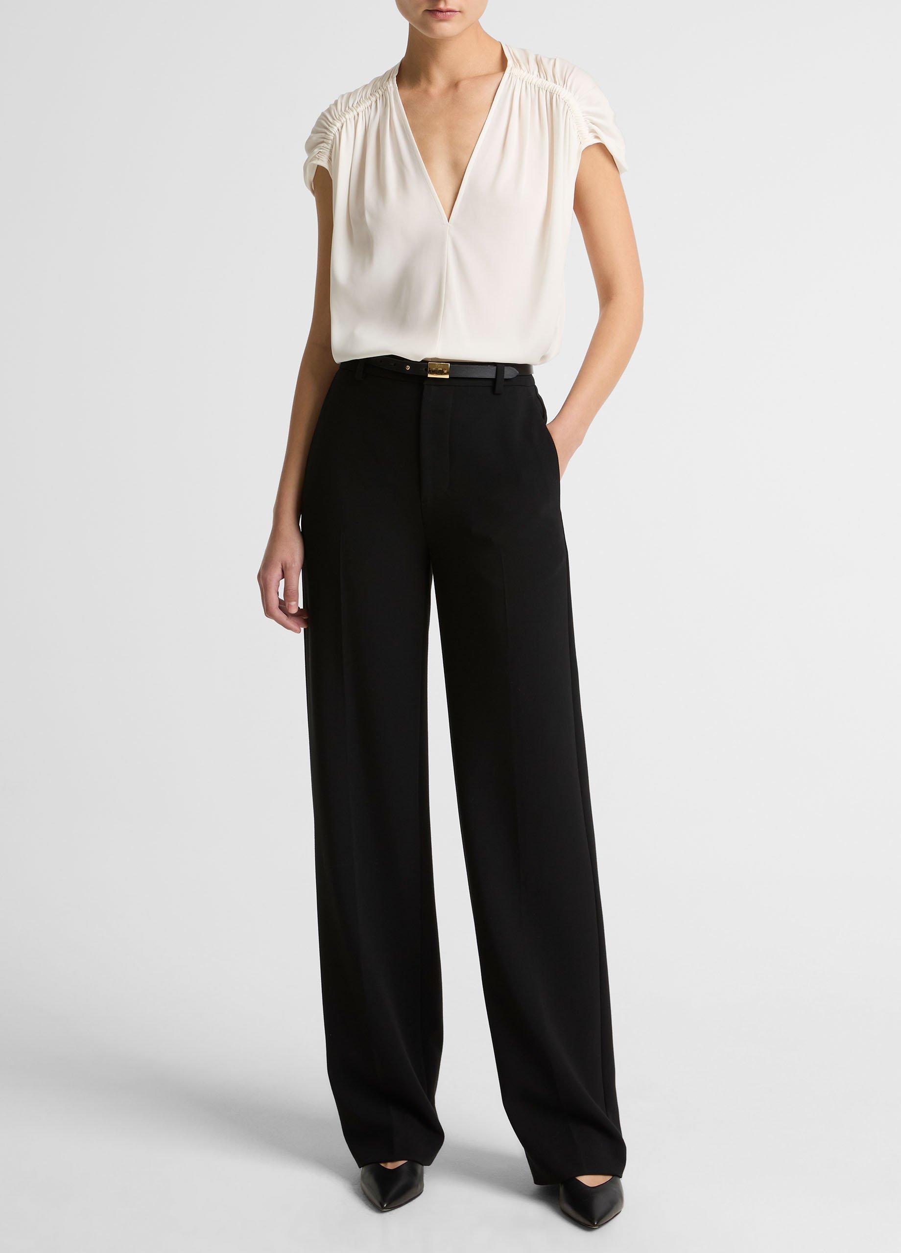 Women's Elsa High-Rise Crepe Straight-Leg Trouser, Black, Size 12 Vince