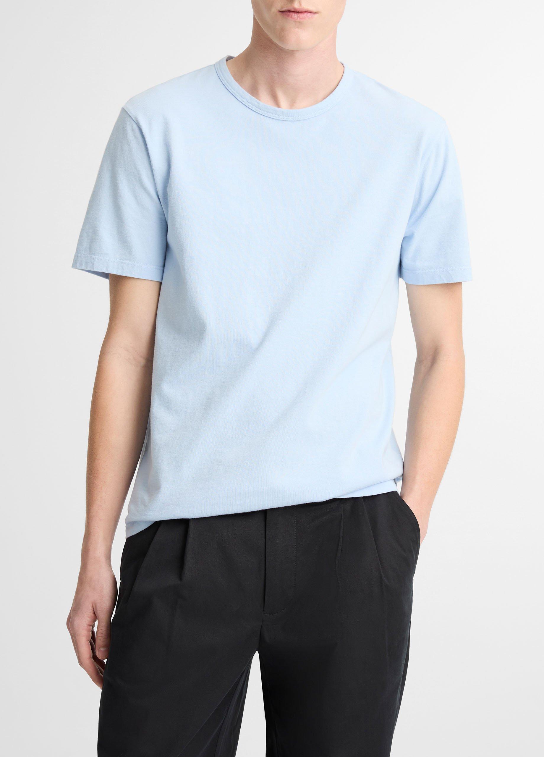 Men's Garment Dye Cotton T-Shirt, Washed Rainwater, Size XL Vince