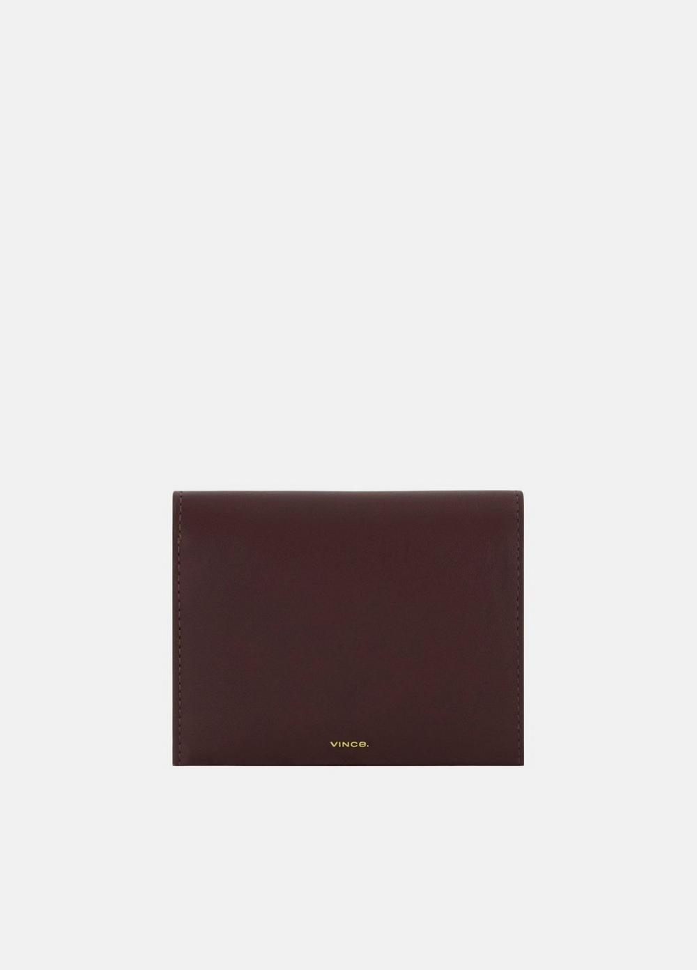 Women's Nappa Leather Folio Card Case, Black Cherry Vince