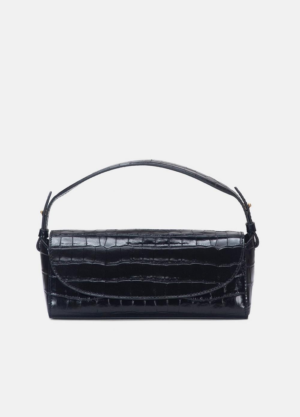 Women's Sabrina Croc-Embsed Leather Mini Top-handle Bag, Black Vince