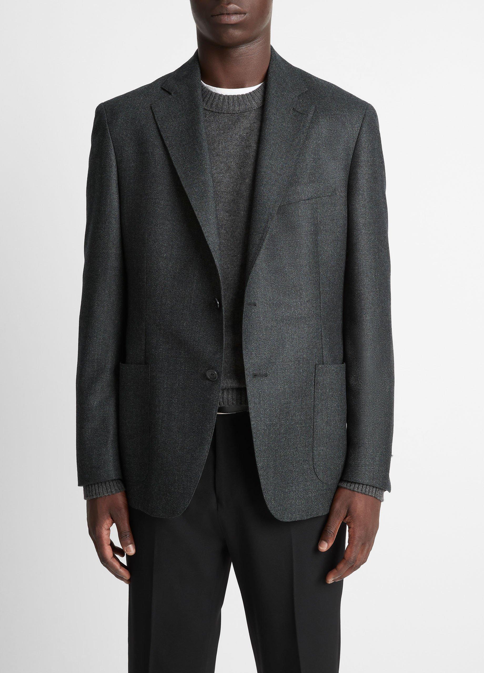 Men's Wool Relaxed Sport Coat, Charcoal, Size 46R Vince by Vince