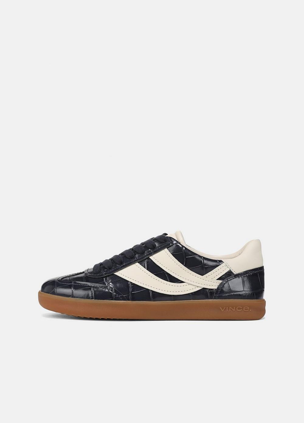 Women's Oasis Croc-Embossed Leather Sneaker, Night Star, Size 10 Vince