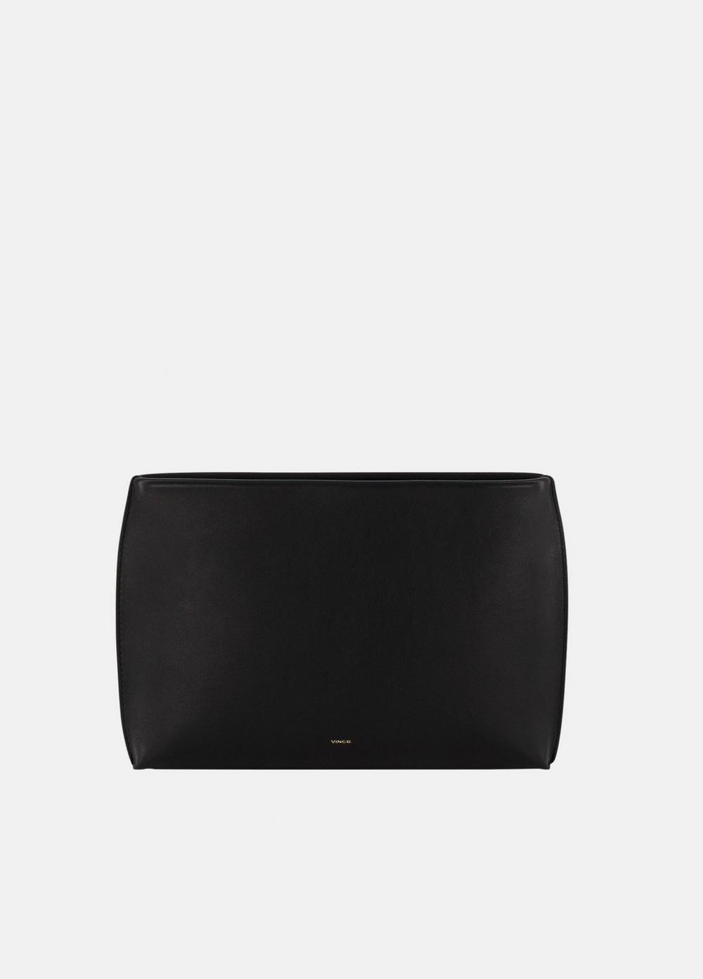 Women's Nappa Leather Zip Pouch, Black Vince by Vince