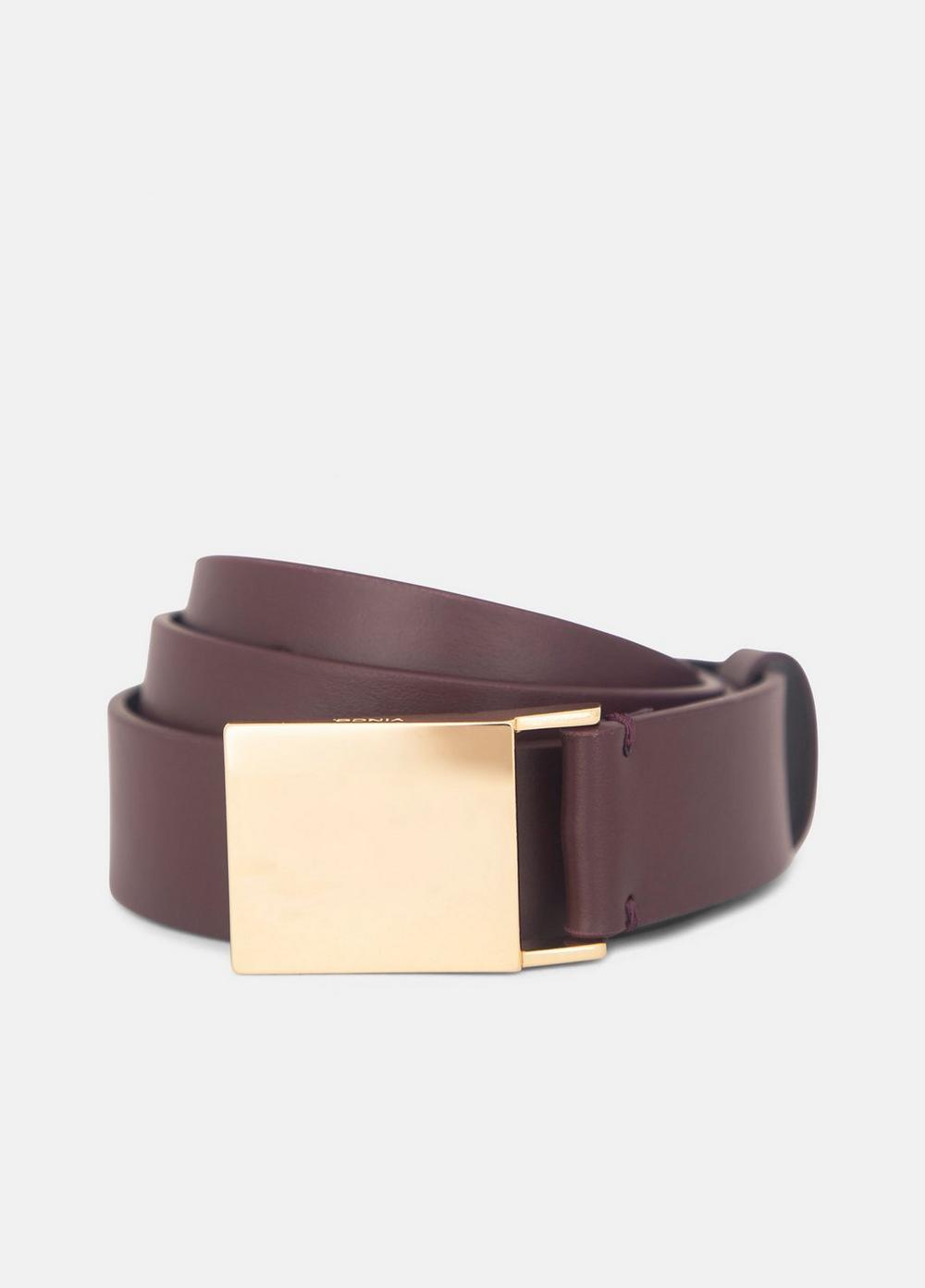 Women's Women's 30mm Plaque Leather Belt, Fig, Size XL Vince