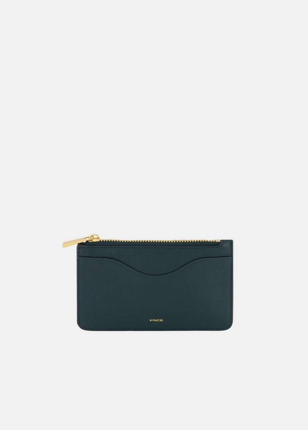 Women's Leather Zip-Top Card Case, Herba Vince
