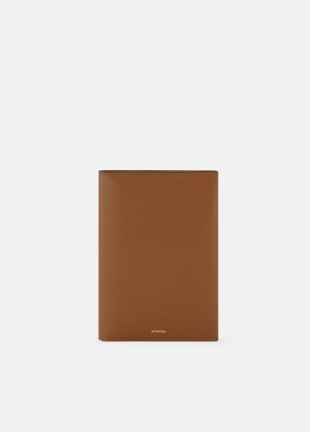 Women's Nappa Leather Passport Case, Saddle Vince