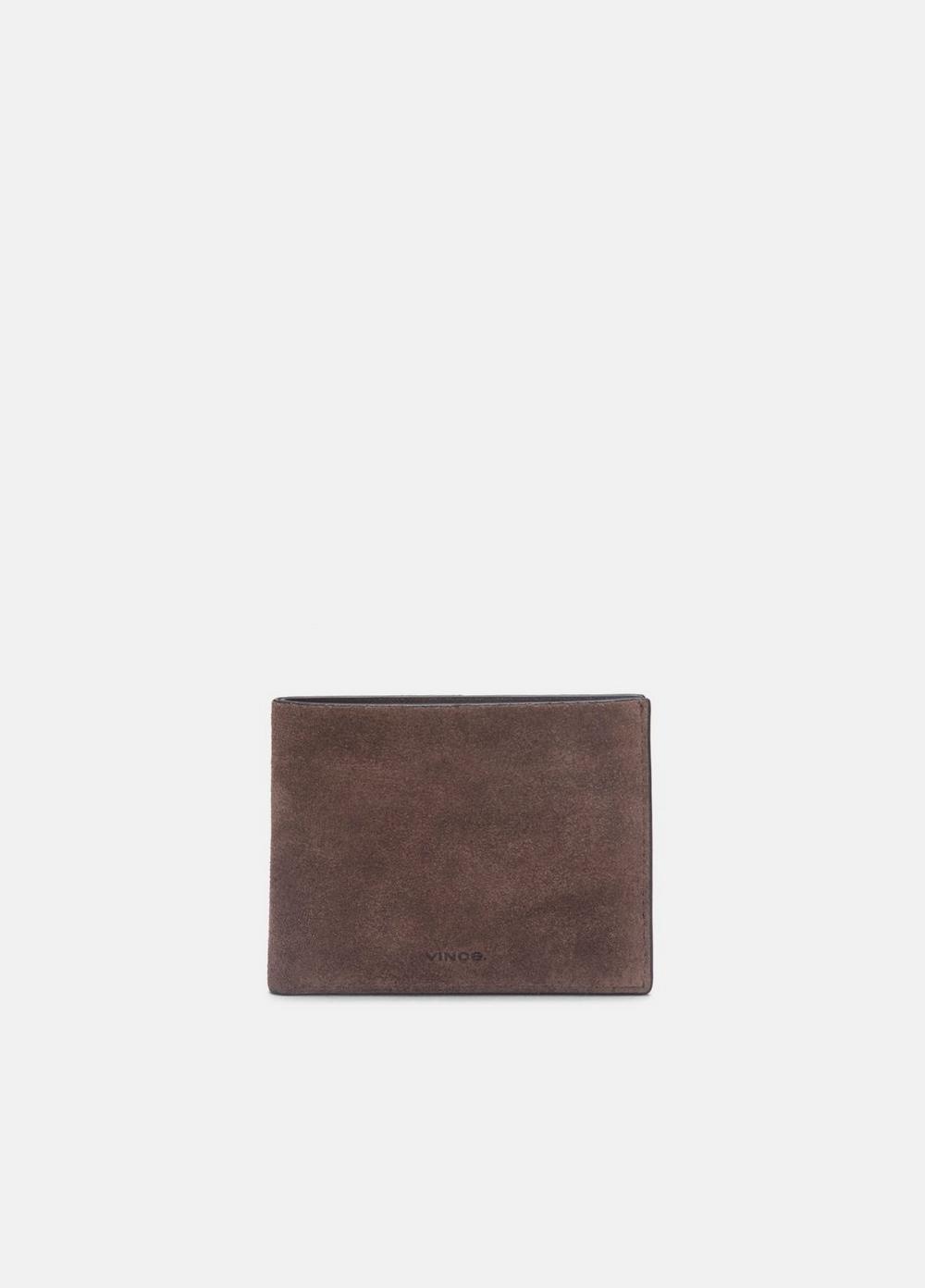 Men's Suede Bifold Wallet, Chocolate Vince by Vince