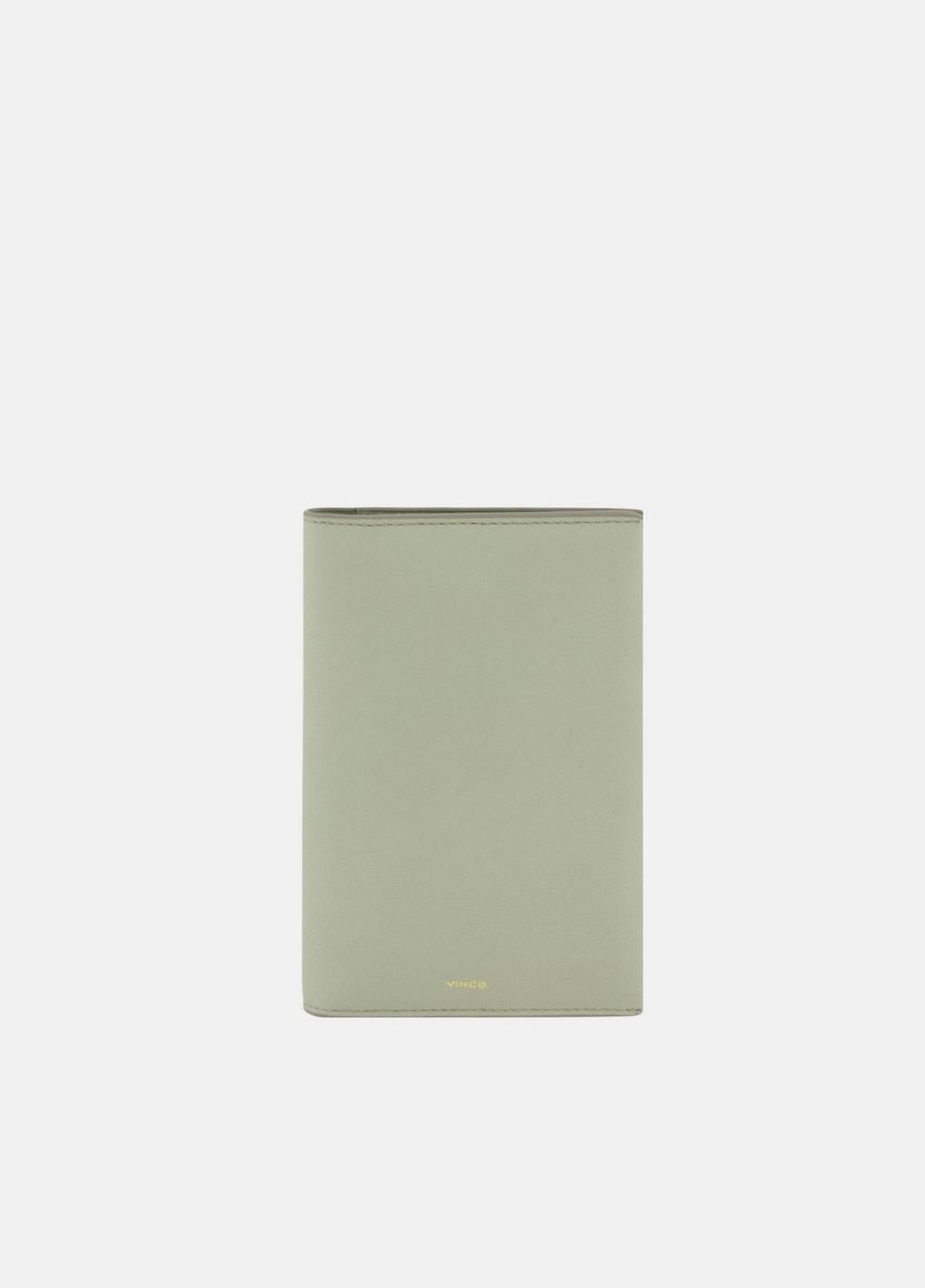 Women's Nappa Leather Passport Case, Aloe Stone Vince