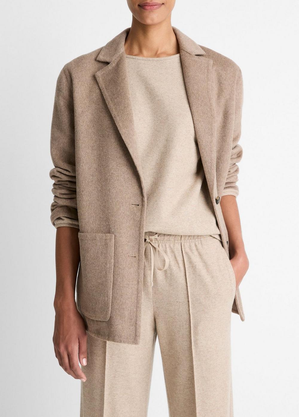 Women's Double-Face Wool & Cashmere-Blend Blazer, Heather Doe, Size S Vince