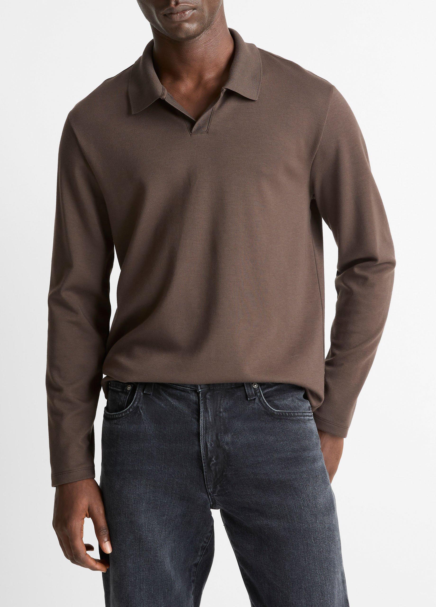 Men's Milano Pima Cotton-Blend Johnny-Collar Shirt, Mission, Size S Vince