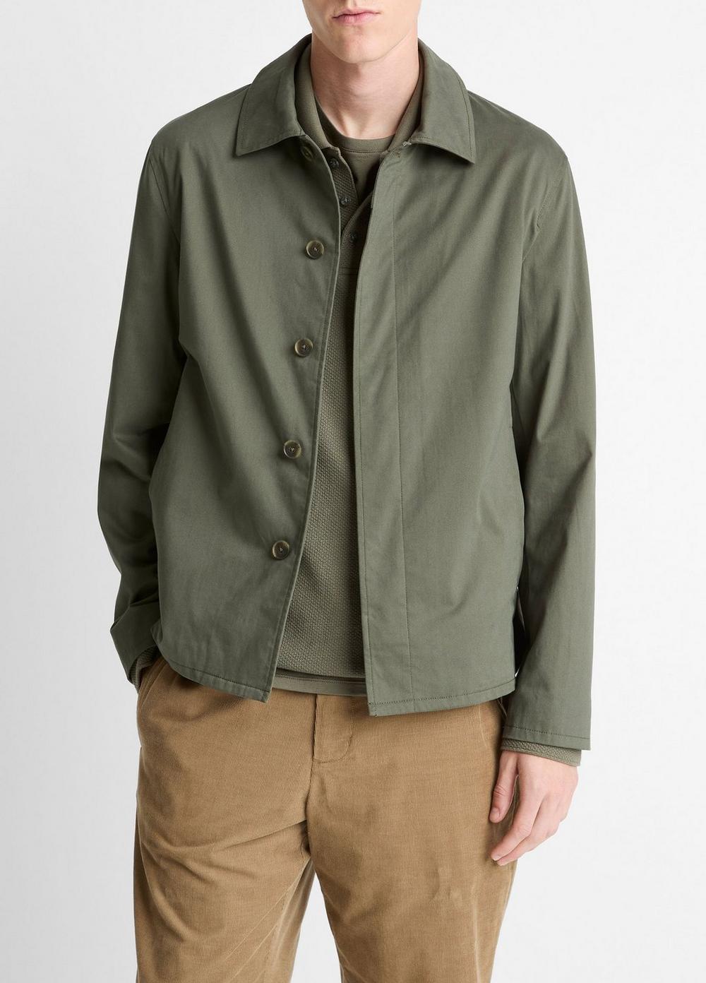 Men's Italian Peached Stretch-cotton Jacket, Sycamore, Size L Vince by Vince