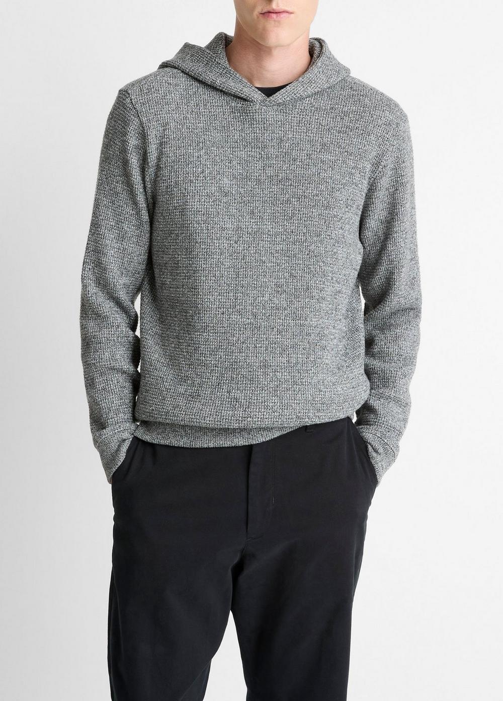 Men's Brushed Waffle Hoodie, Heather Black, Size XS Vince